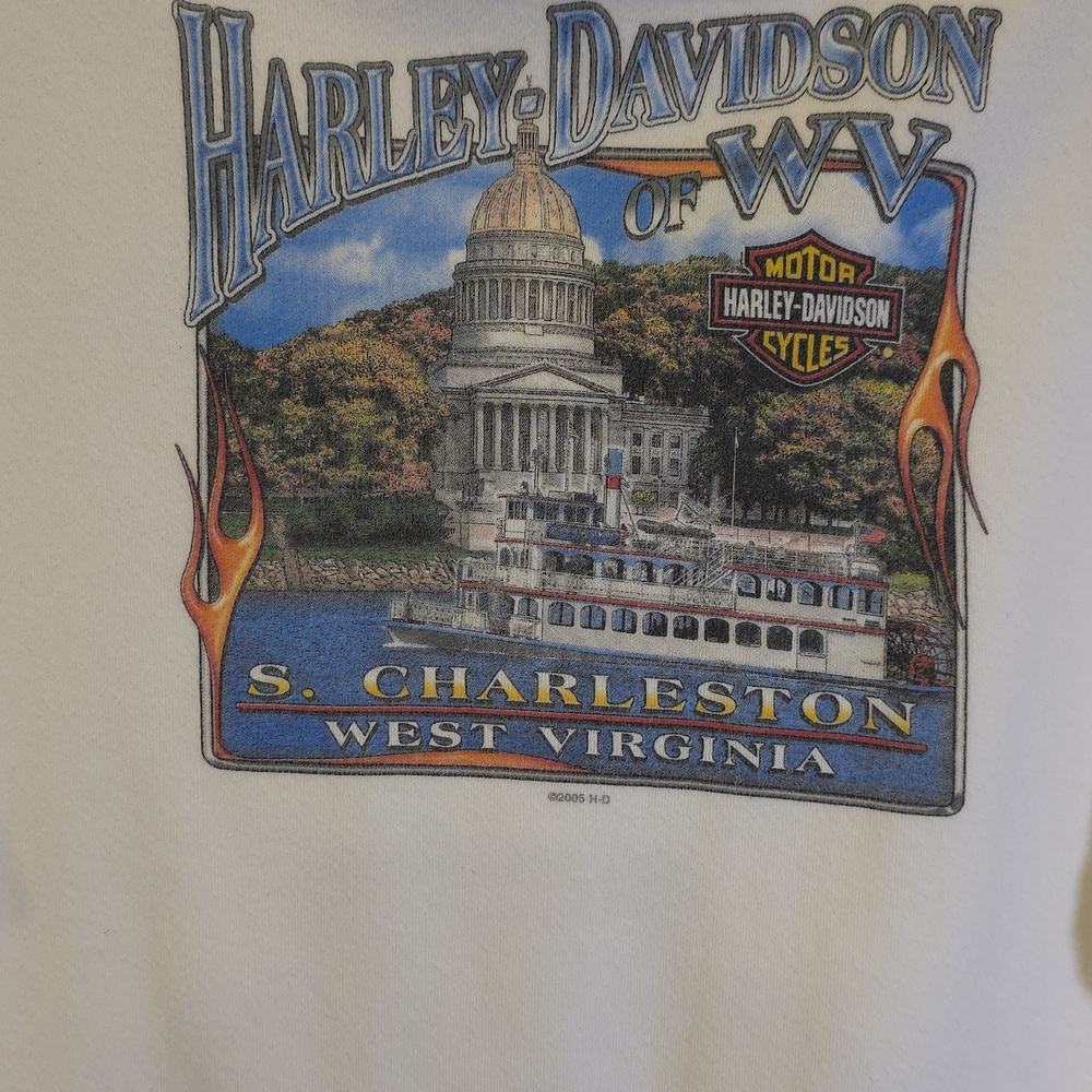 Harley-Davidson Women's White Long Sleeve Tee with Red and Blue Accents - Picture 3 of 4